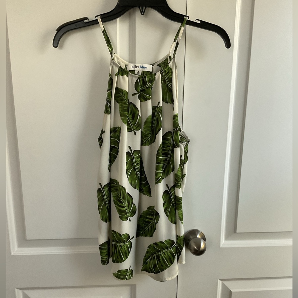 Havana Blue Womens Havana Halter Tank Top Blouse Tropical Leaf Size Small